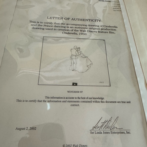 Walt Disney authentic original drawing of Cinderella and the Prince Dancing. - Picture 4 of 5